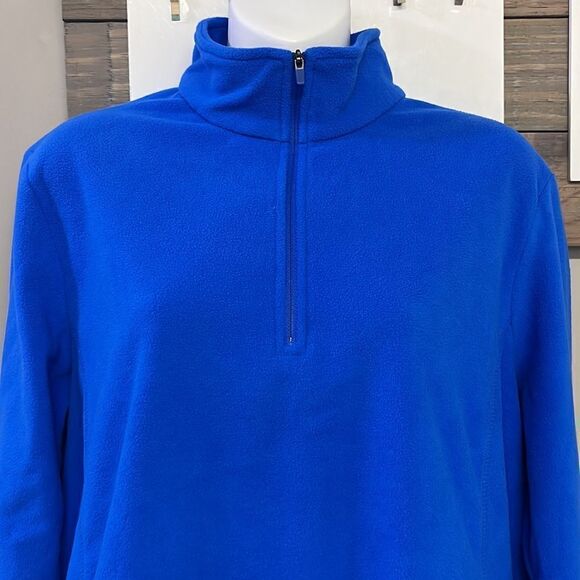 Land’s End Royal Blue 1/4 Zip Long Sleeve Mock Neck Fleece Pullover-Lrg/P 14-16 - Picture 4 of 16